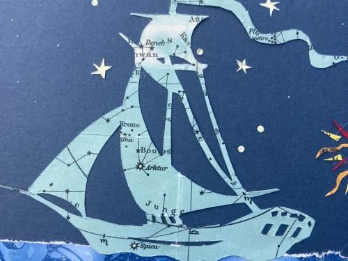 Celestial ship and stars
